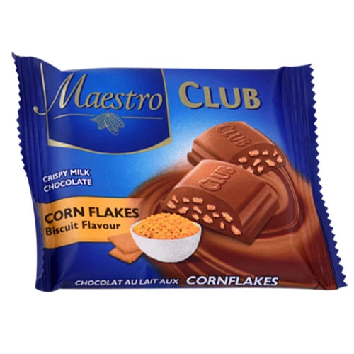 Chocolat MAESTRO CLUB Corn Flakes 45Gr شكلاطة كلوب مايسترو كورن فلاكس 45غ Courses en ligne Gabes Tunisie supermarché en ligne Gabes Tunisie vente en ligne Gabes Grand 