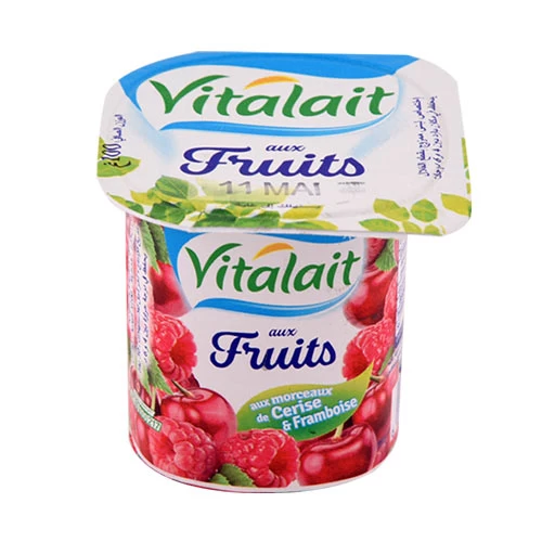 Yaourt Brassé Cerise Framboise VITALAIT 100Gr ياغرت توت الكرز 100 غرام فيتالي courses en ligne Gabes Tunisie supermarché vente en ligne livraison à domicile Yaourt VITALAIT Gabes 