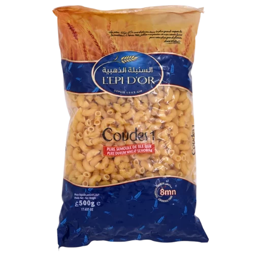 livraison Pâte coude N°1 500Gr L'EPI D'OR مقرونة تلفون رقم1 500 غرام السنبلة الذهبية
